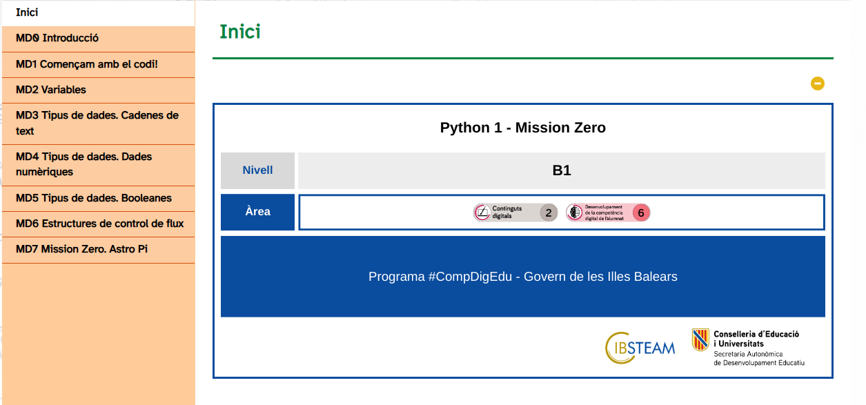 Itinerari Python + Mission Zero d’IBSTEAM
