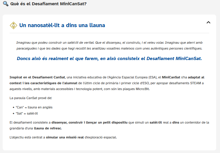 Recurs educatiu interactiu MiniCanSat per a l'alumnat